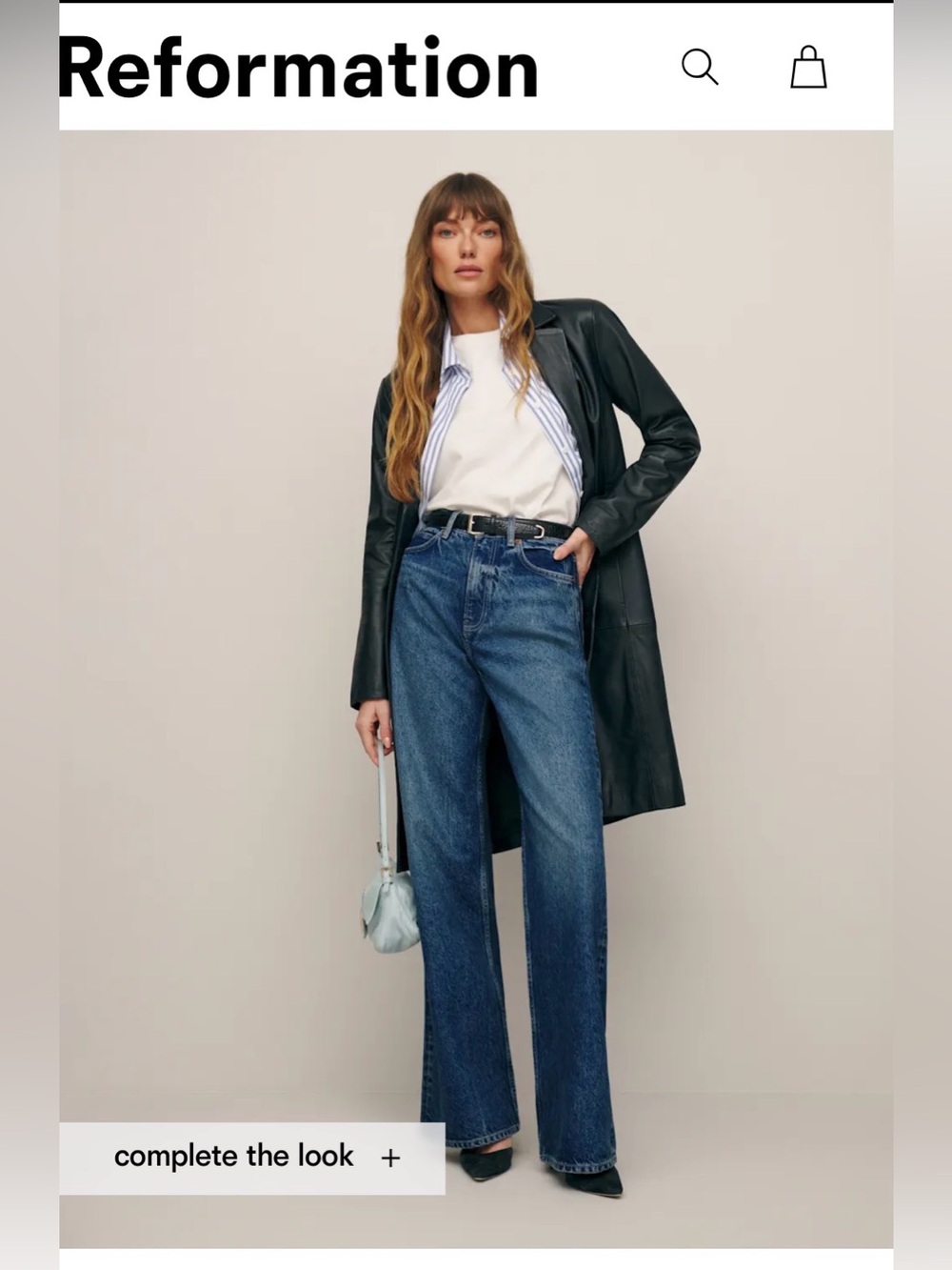 Reformation Cary High Rise Slouchy Wide Leg Jeans Size 28